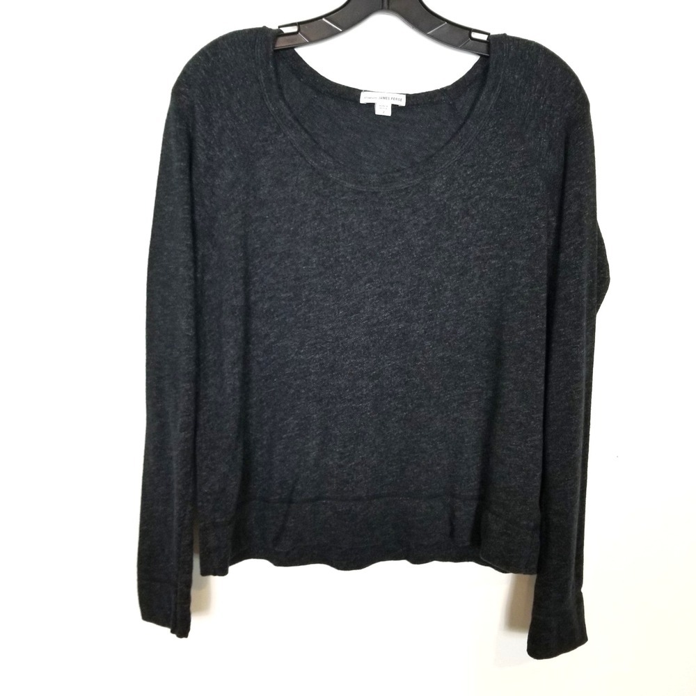 Standard James Perse Women Crewneck Long Sleeve Shirt Sz 2 US M Heathered Black